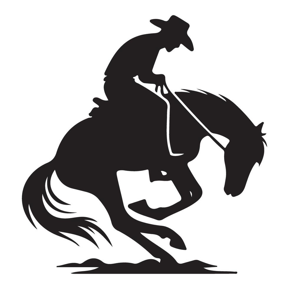 Rodeo Cowboy Riding Bucking Horse Silhouette Illustration Graphic vector