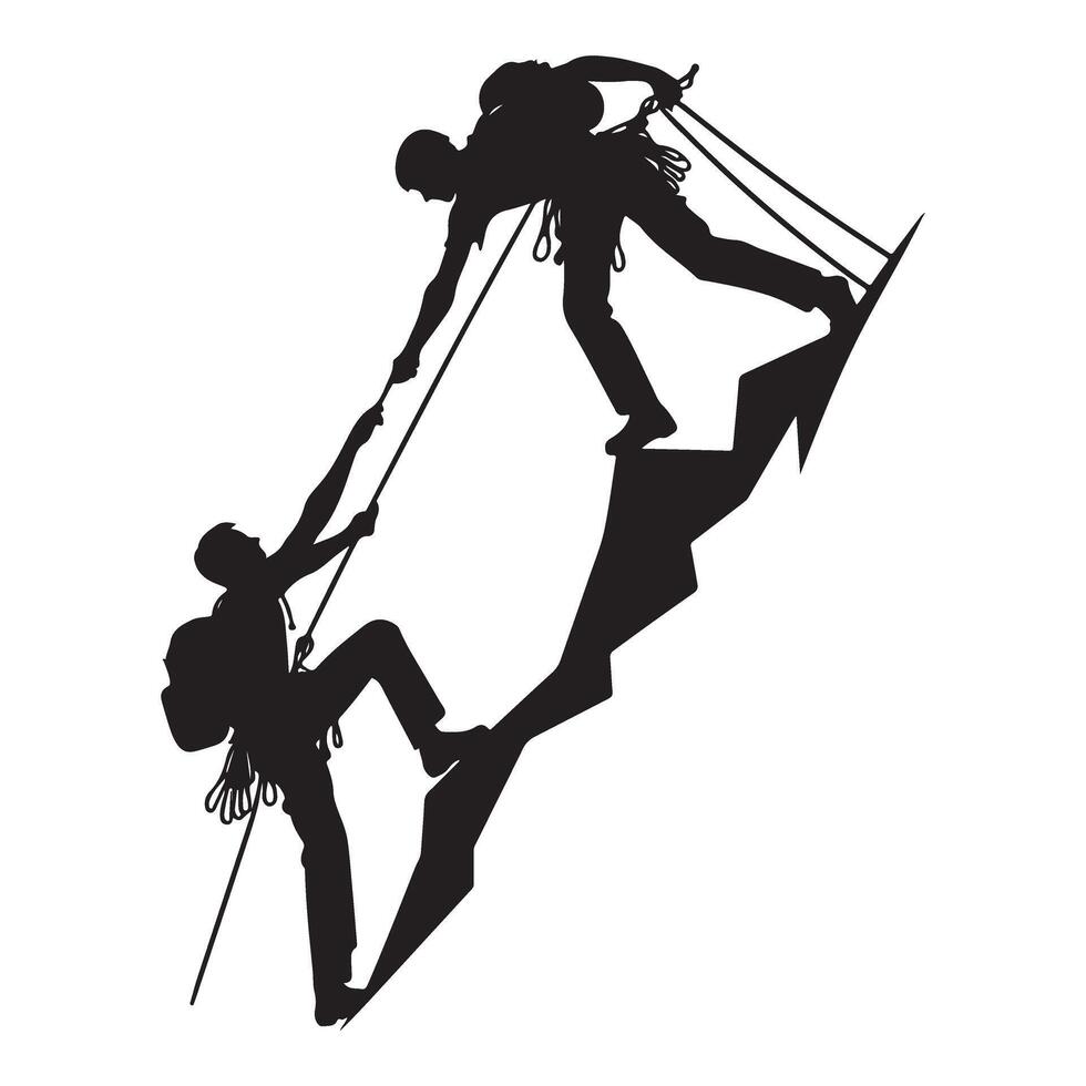 Teamwork Climbing Silhouette Illustration for Adventure Seekers vector
