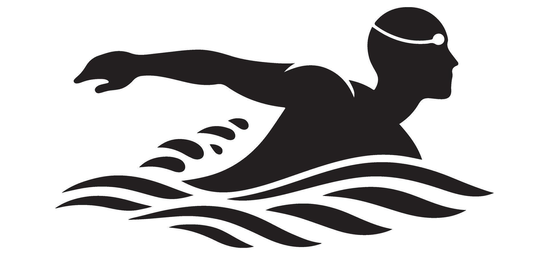 Silhouette of a Swimmer Doing Butterfly Stroke Illustration vector