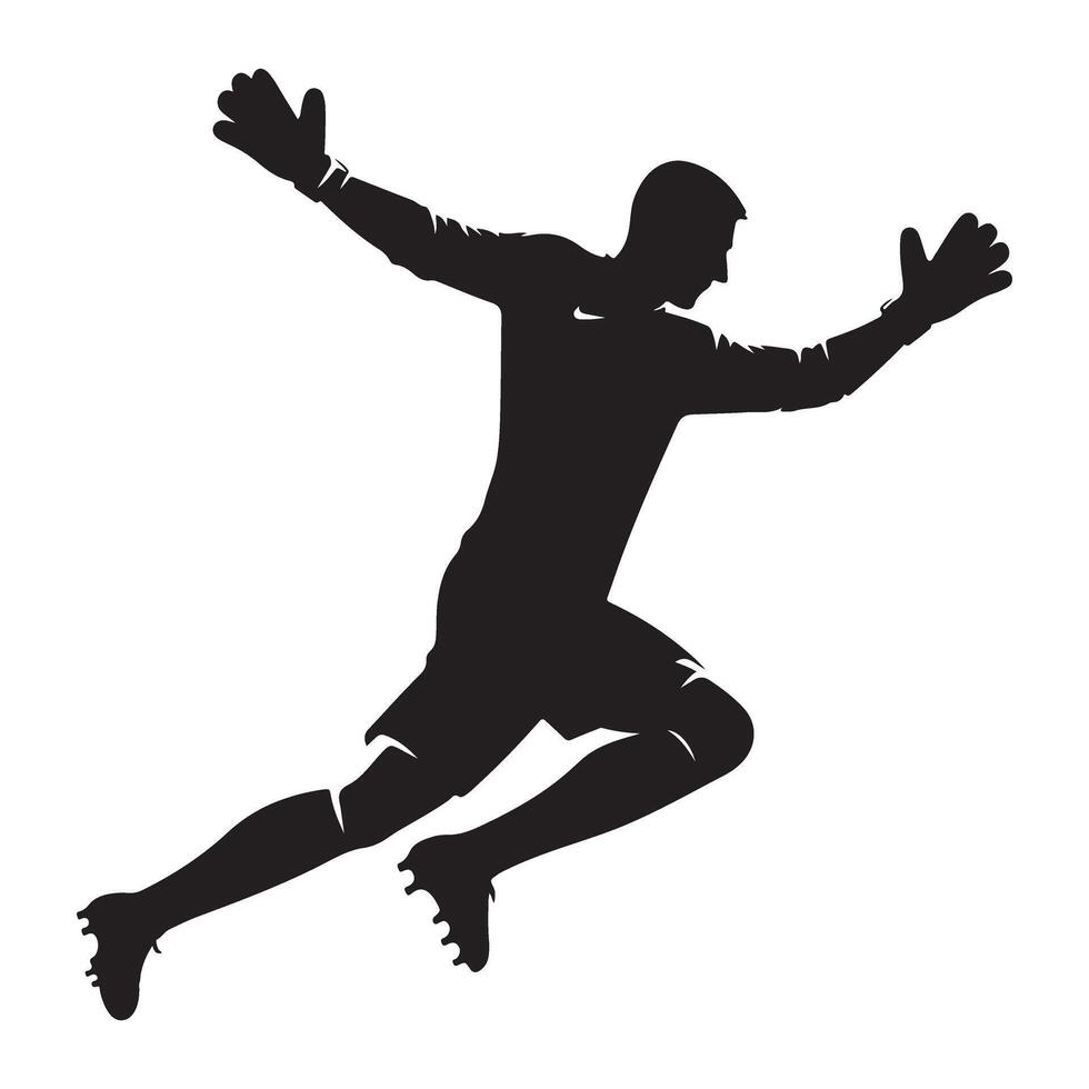 Dynamic Soccer Goalie Silhouette Art for Sports Graphics vector