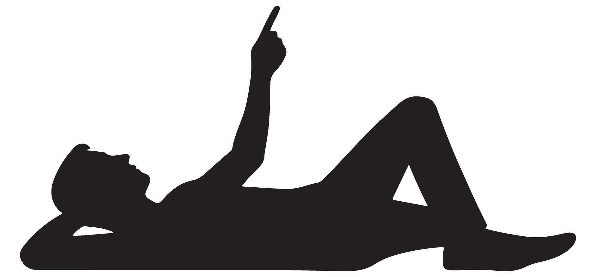 Silhouette illustration of man lying down looking up for contemplation vector