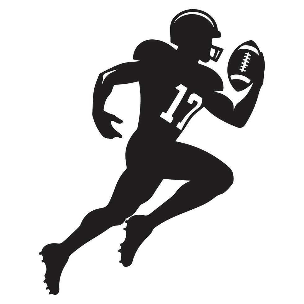 American Football Player Silhouette Illustration Running with Ball vector