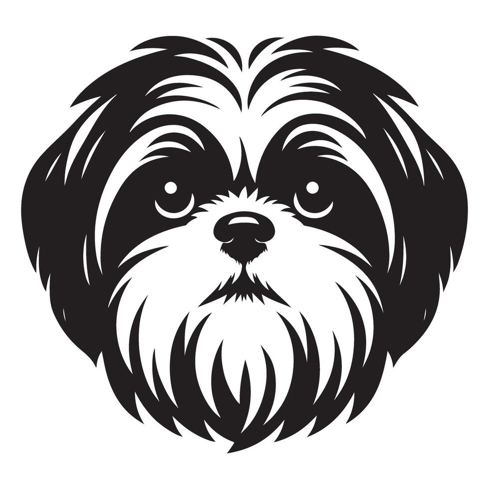 Adorable Shih Tzu Dog Portrait With Expressive Eyes Illustration vector