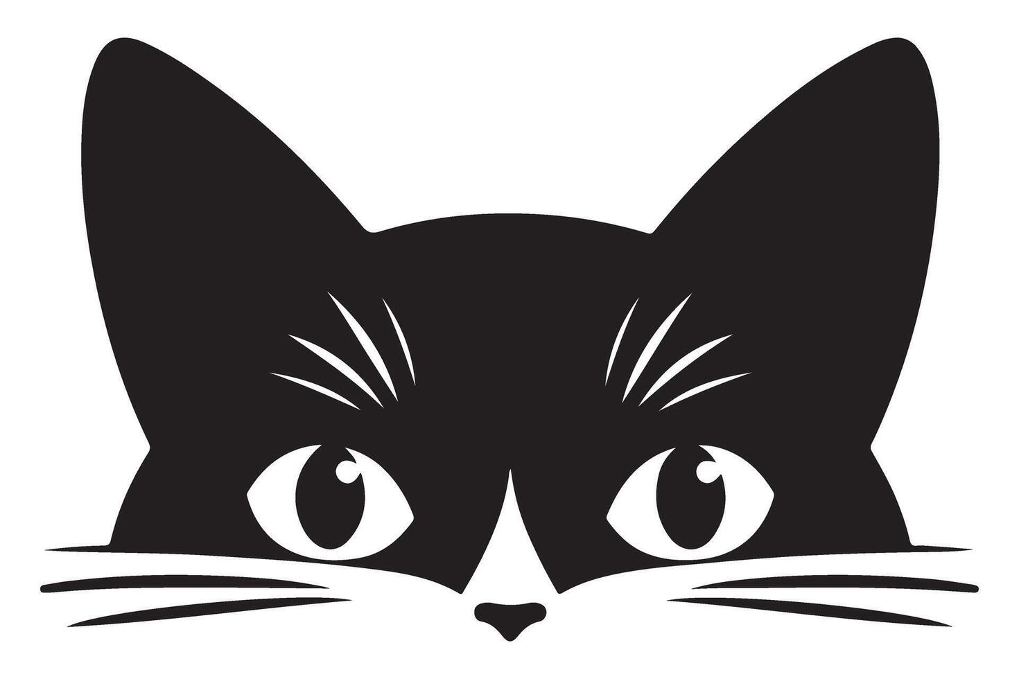 Silhouette of Cat Peeking over Ledge with Intense Eyes vector