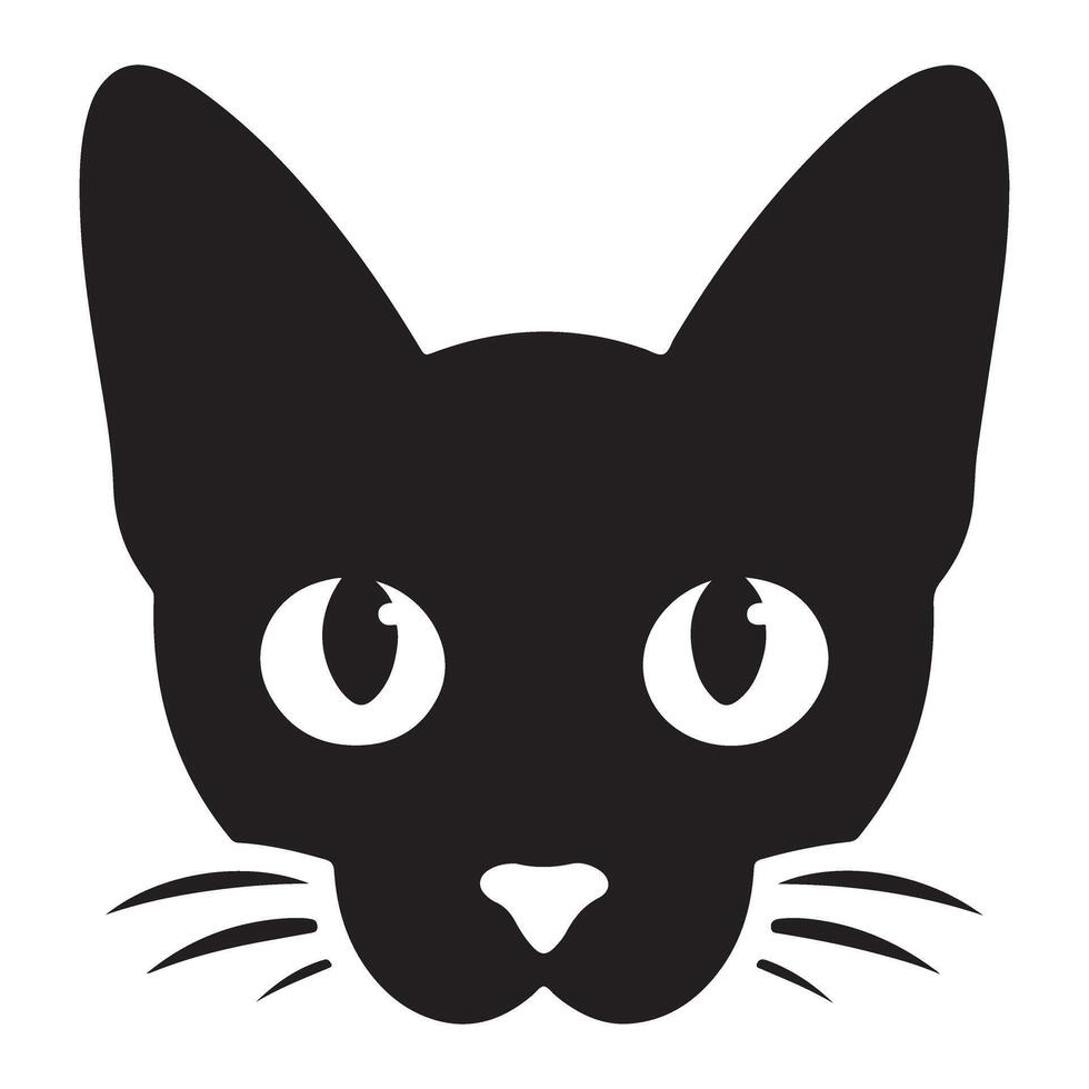 Silhouette of Cat Face with Large Eyes and Triangle Nose vector