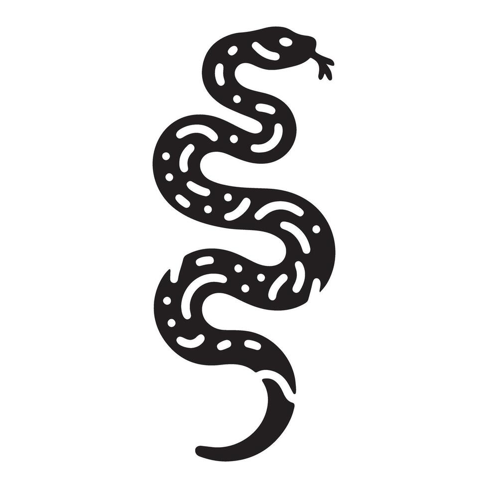 Wavy Snake Silhouette Illustration Isolated Black and White vector