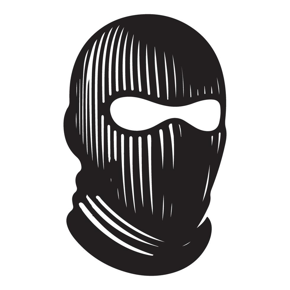 Silhouette Bandit Balaclava Mask Head Illustration Design vector