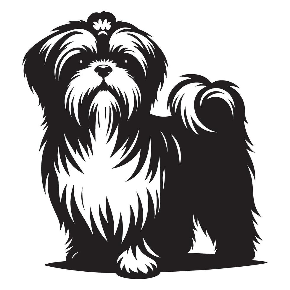 Silhouette Shih Tzu Dog Graphic Art Illustration Isolated vector