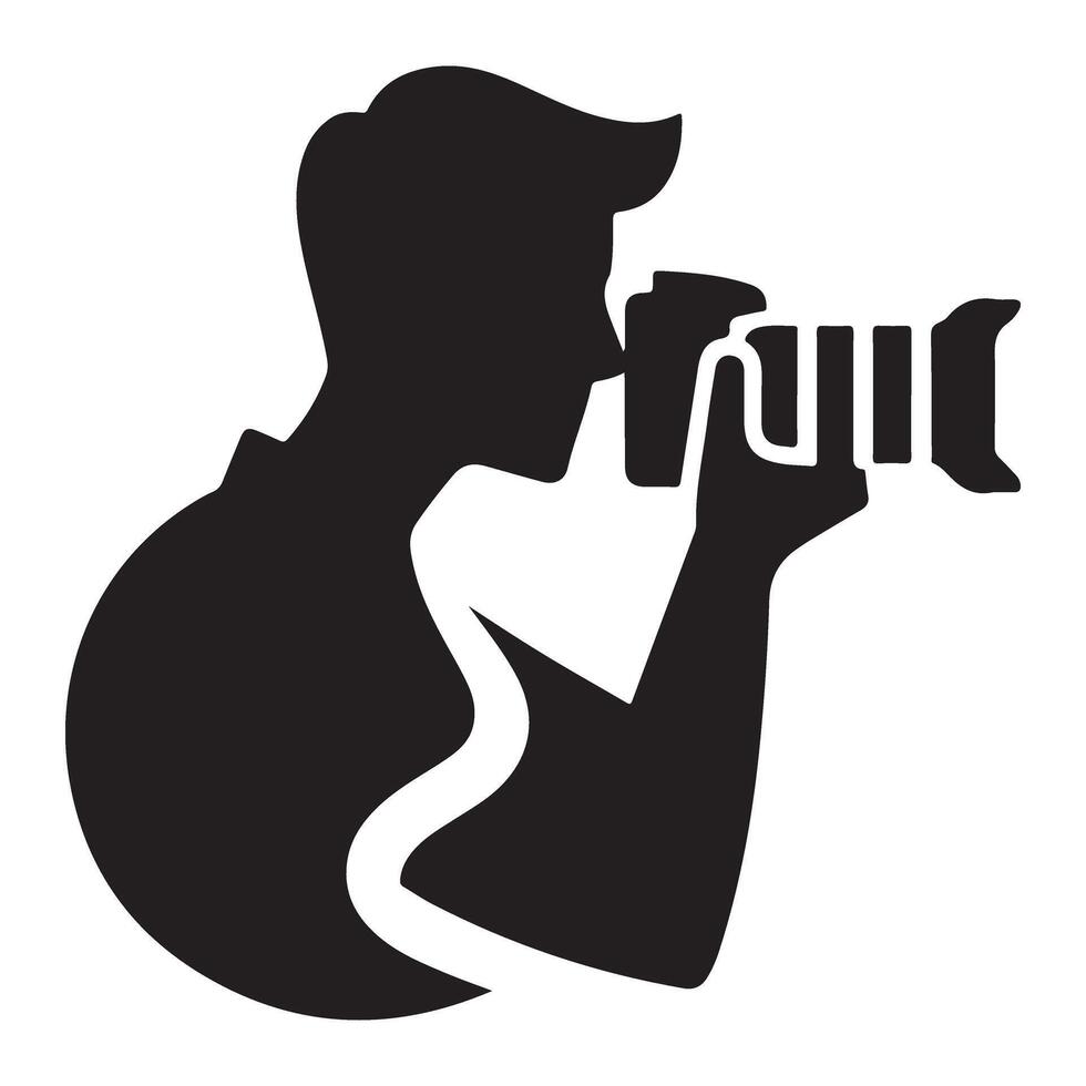 Silhouette Photographer with Camera Graphic Illustration Design vector