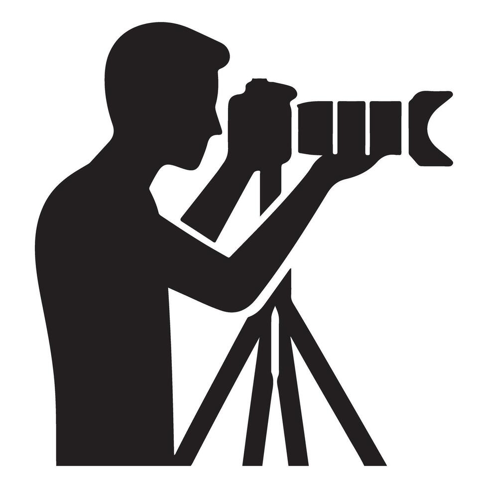 Silhouette of Photographer with Camera and Tripod Illustration vector