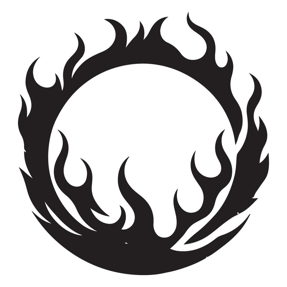 Flaming Ring Silhouette Illustration Burning Circle of Fire vector