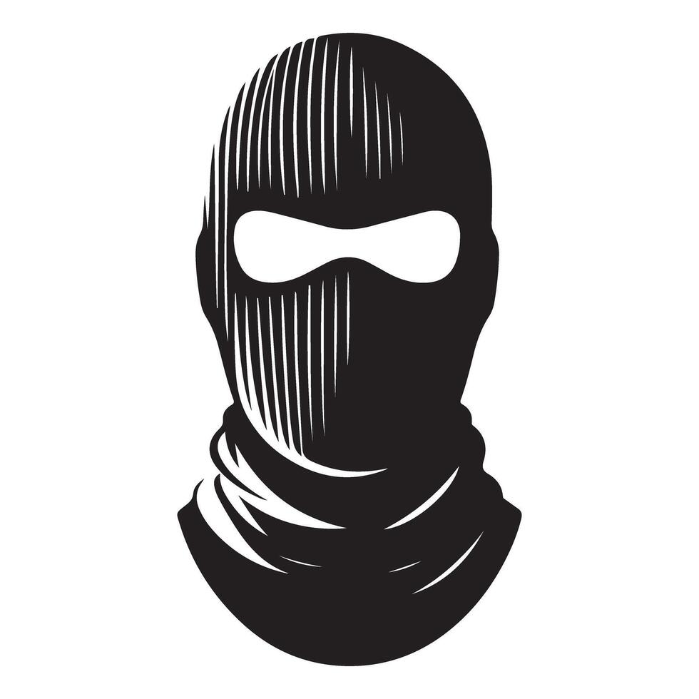 Balaclava Illustration Man Wearing a Mask for Criminal Silhouette Icon vector