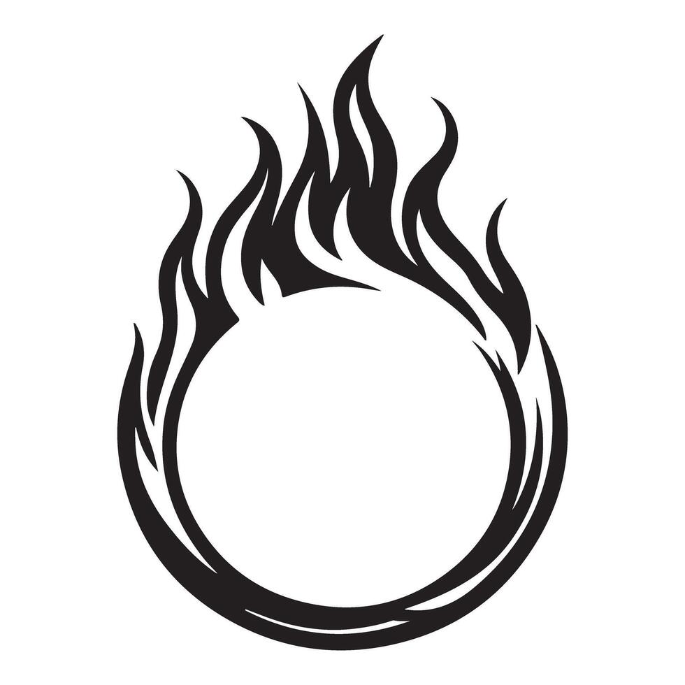 Ring of Fire Silhouette Graphic Hot Fiery Circle Illustration vector