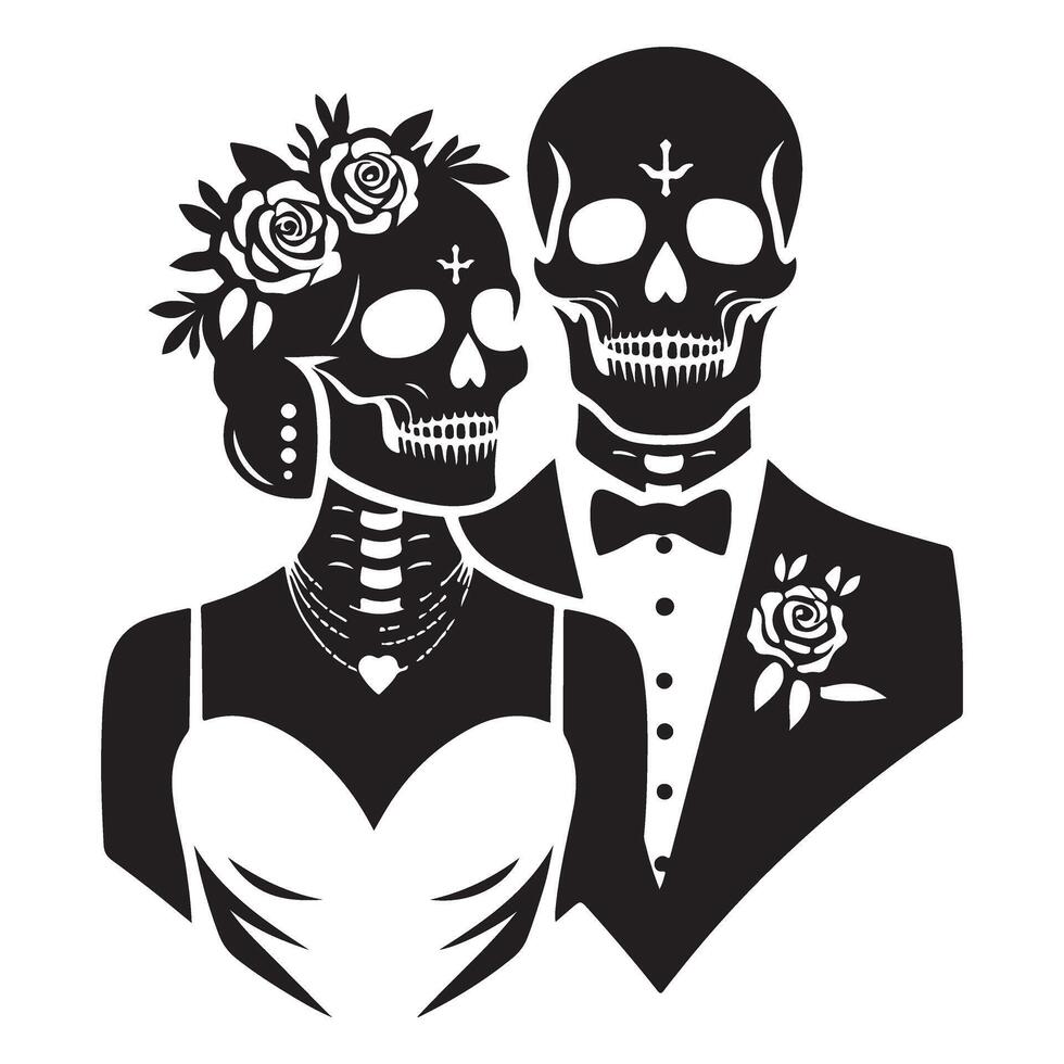 Day of the Dead Wedding Couple Illustration Celebration Art vector