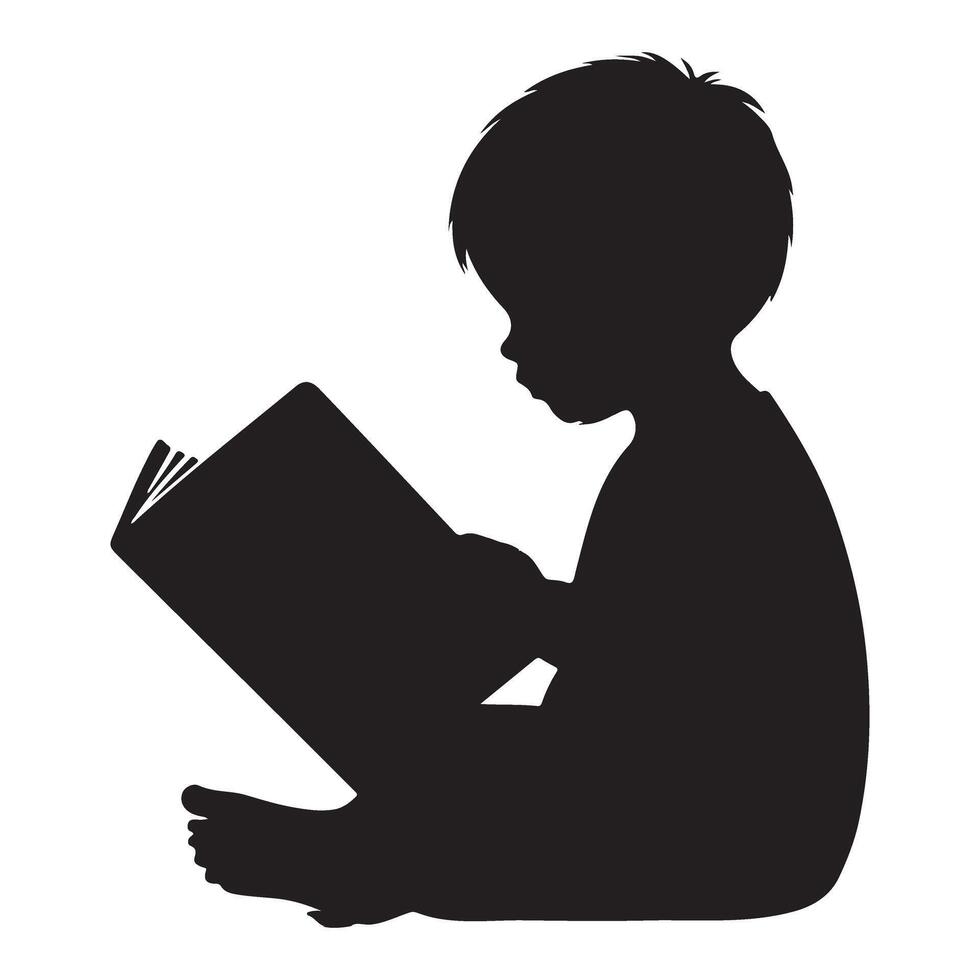 Child Reading Book Silhouette Illustration Learning Adventure vector