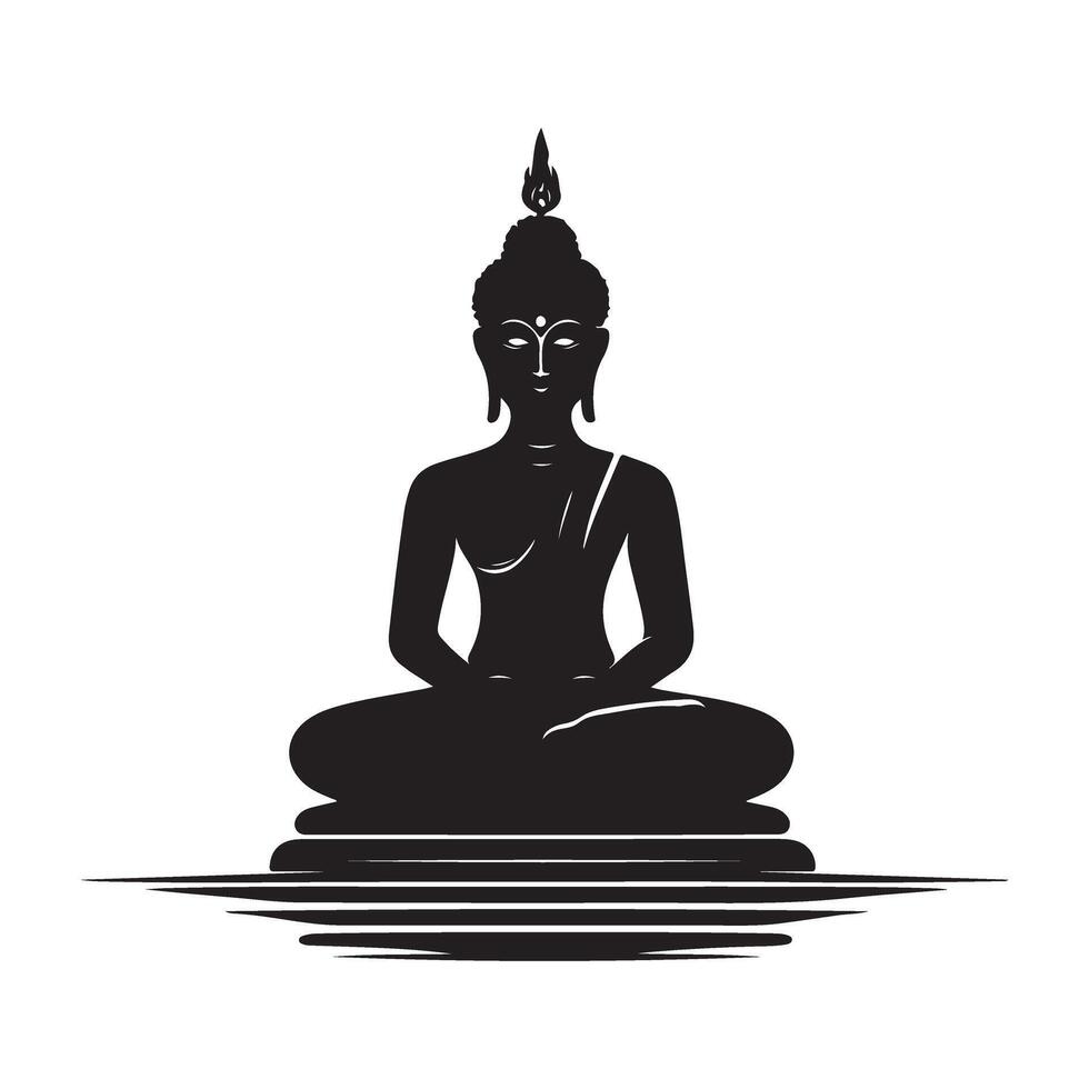 Buddha Silhouette Art Meditating Peaceful Harmony Design Concept vector