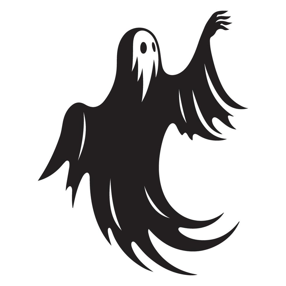 Black Ghost Silhouette Illustration a Spooky Halloween Element vector