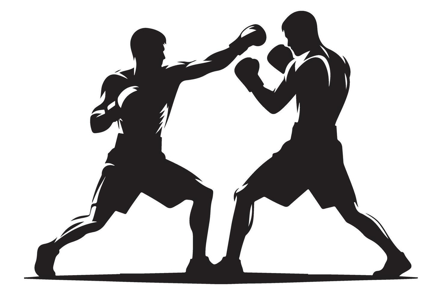 Intense Boxing Match Showdown A Silhouette Illustration of Fighters Sparring vector