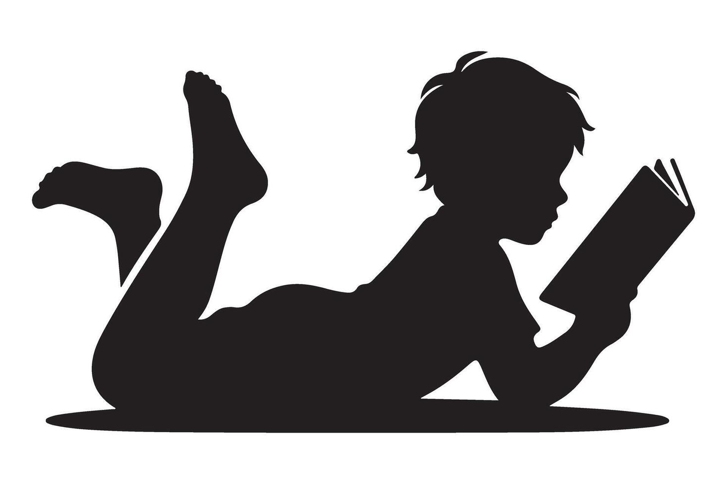 Engrossed in Reading Silhouette A Child's World of Imagination vector