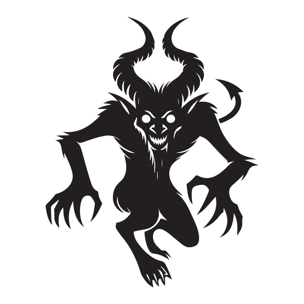 Krampus Silhouette Illustration Devilish Character and Holiday Symbol vector