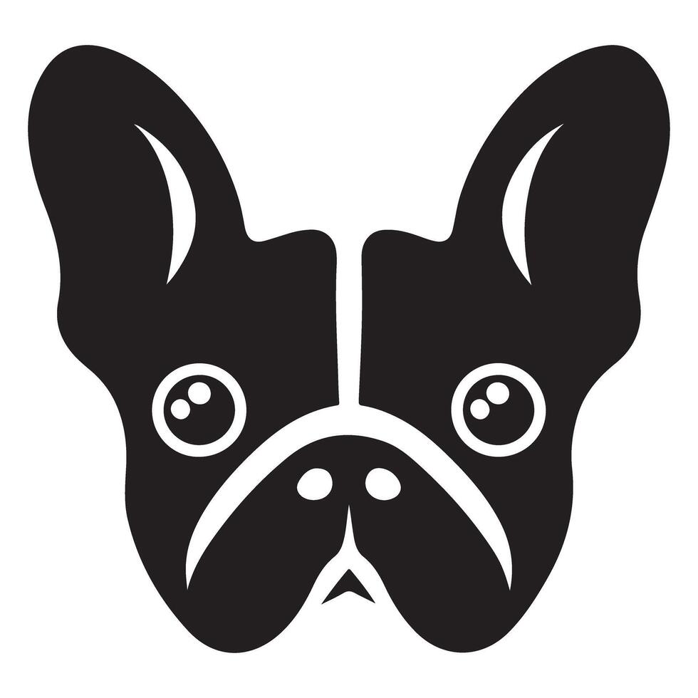 French Bulldog Silhouette Art Adorable Dog Face Illustration vector