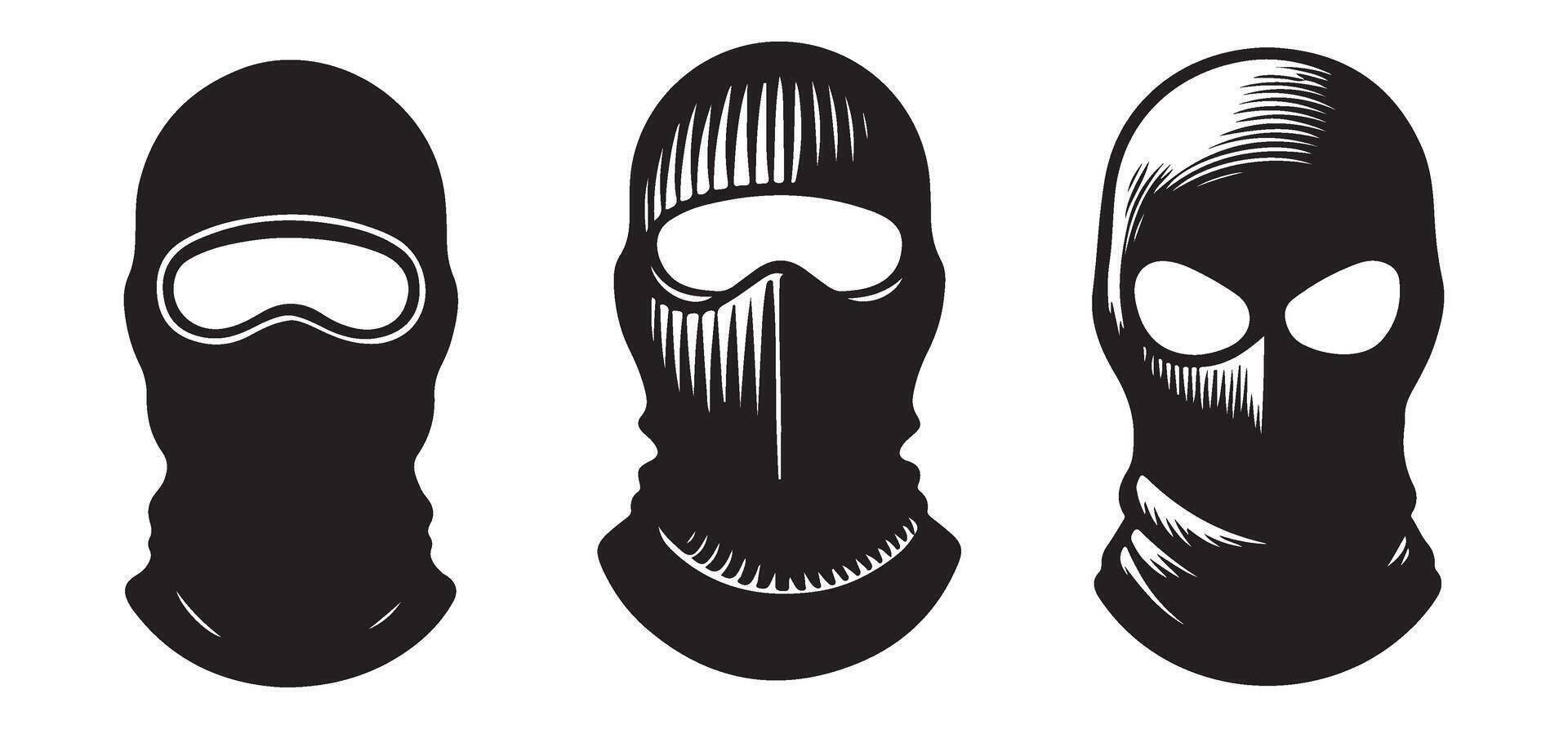 Various Balaclava Art Illustrating Anonymity and Protection Concepts vector