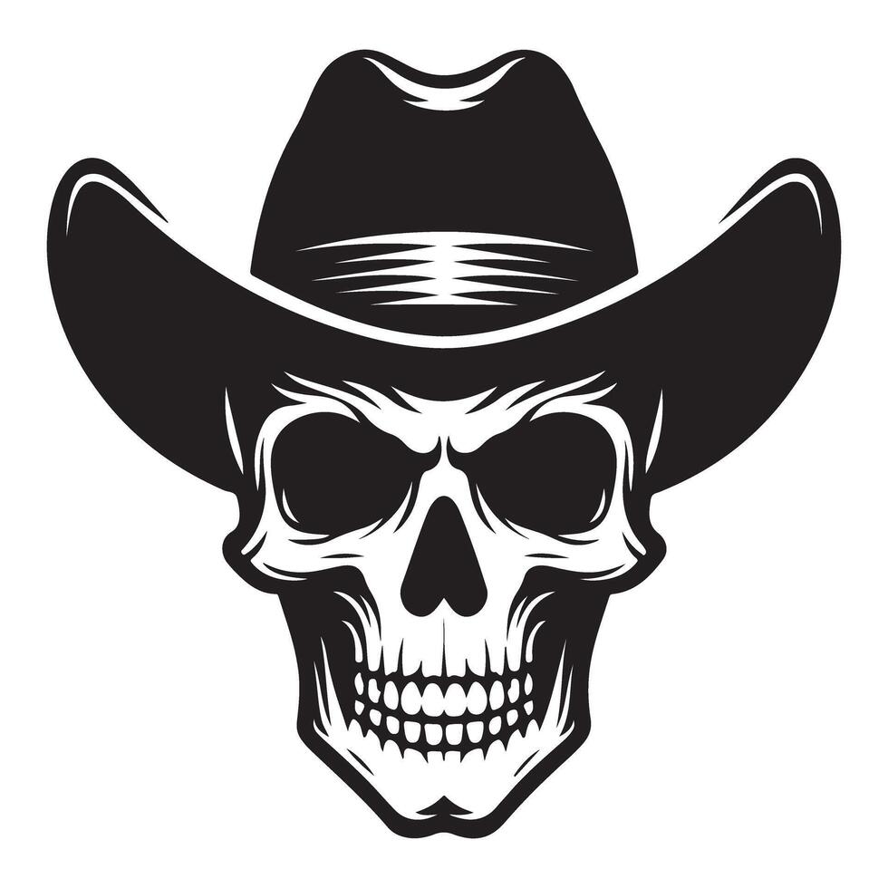 Cowboy Skull with Hat Illustration Wild West Outlaw Graphic vector