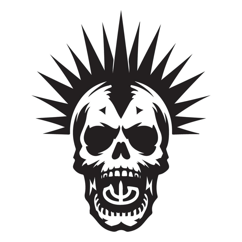 Punk Skull Silhouette Graphic for Edgy Design Projects vector