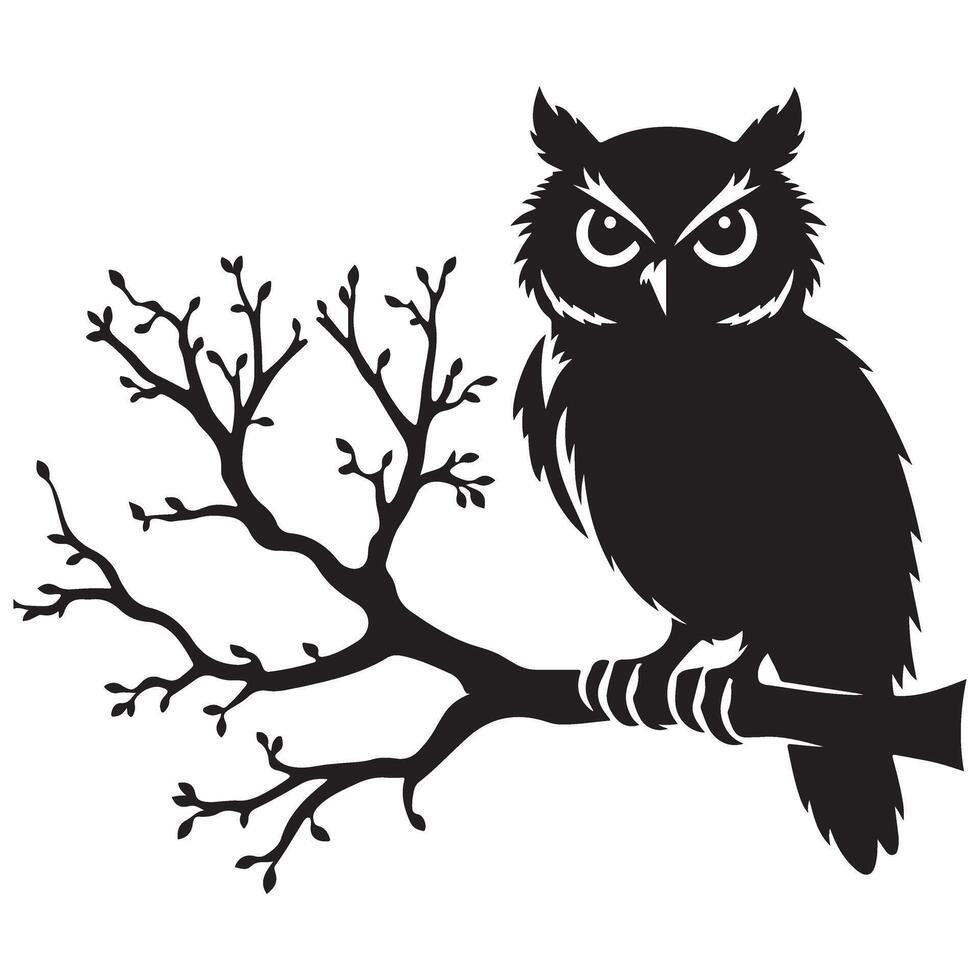 Owl Silhouette Illustration Artwork Best For Wildlife Designs vector