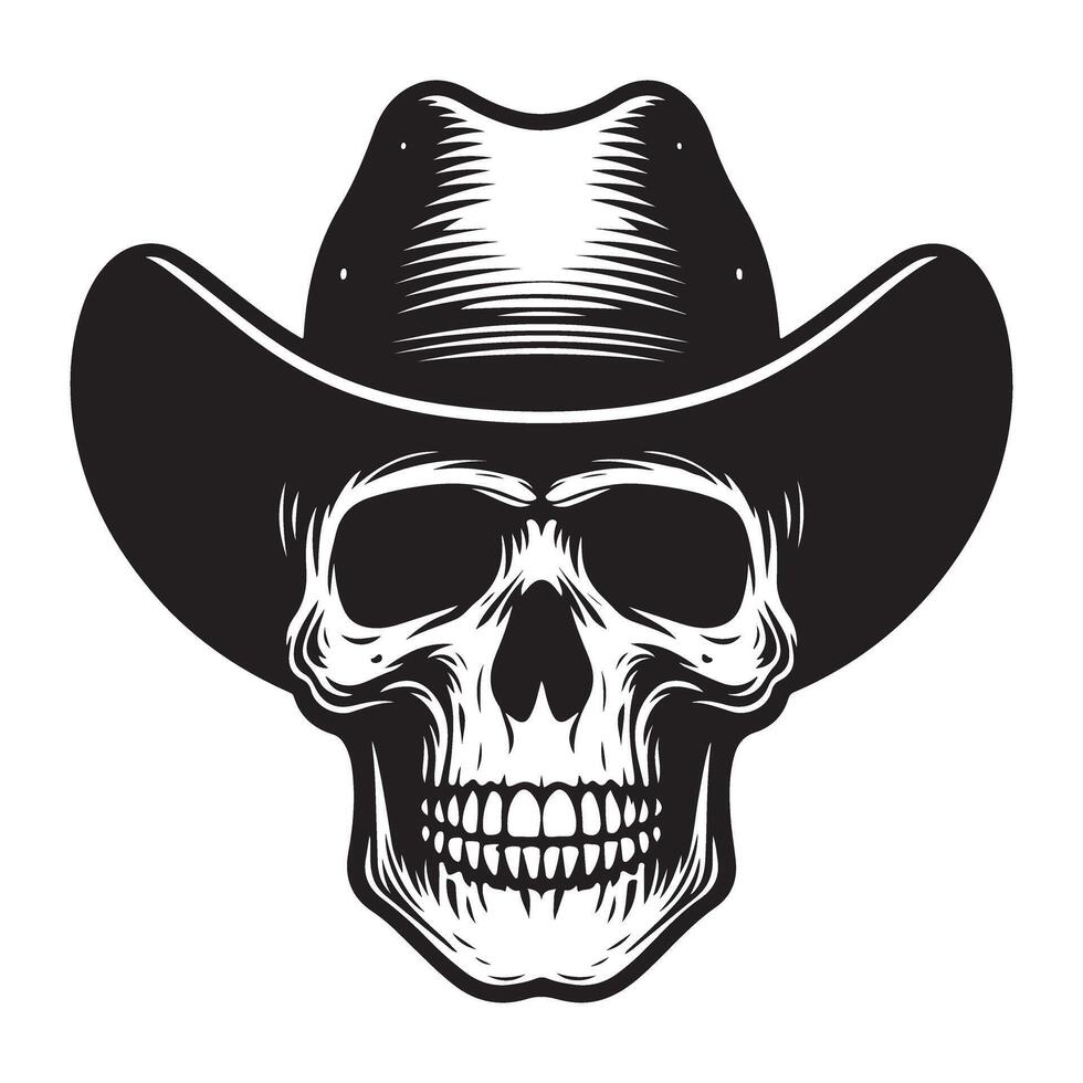 Silhouette Cowboy Skull with Hat An Western themed Illustration Art vector