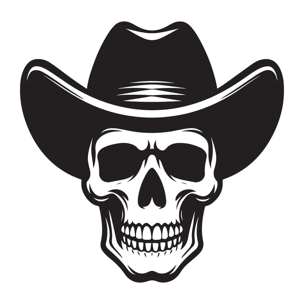 Cowboy Skull with Hat Artwork Western Style Death vector
