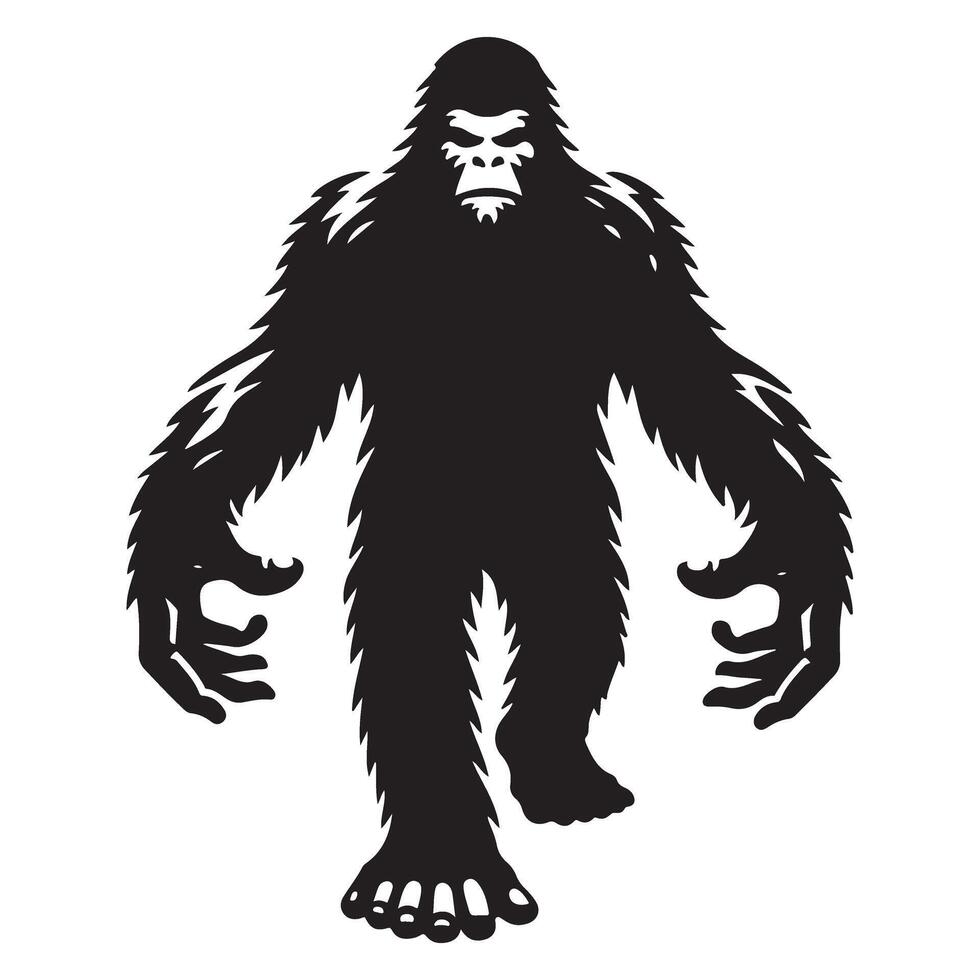 Detailed Silhouette Bigfoot Illustration A Cryptozoology Concept Design vector