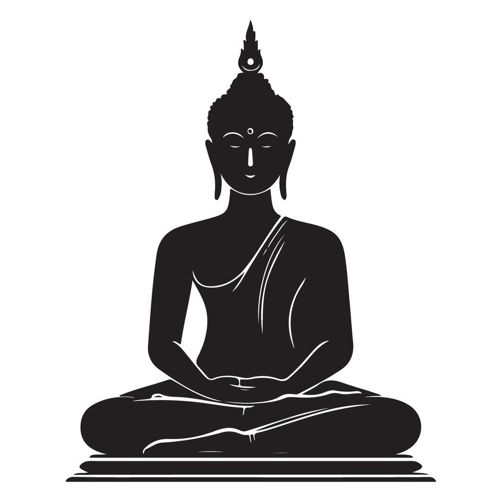 Meditating Buddha Silhouette Illustration Inspiring Spiritual Peace and Mindfulness vector
