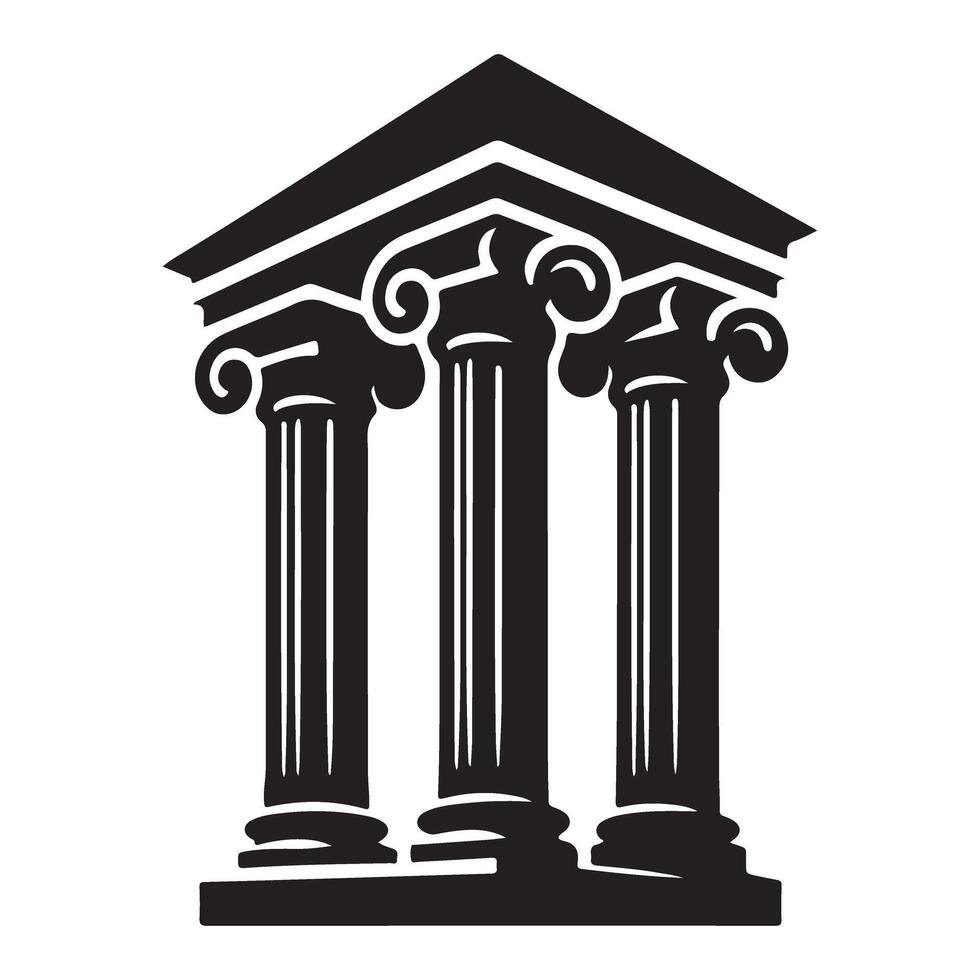 Ancient greek roman temple with column design illustration vector