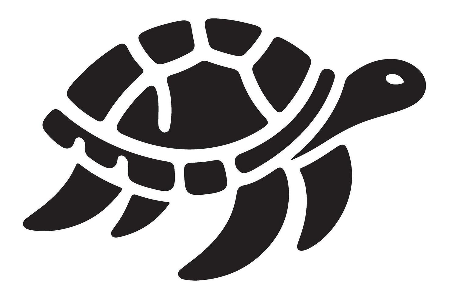 Turtle Silhouette Illustration Swimming in the Ocean Design vector