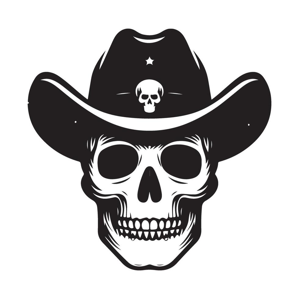 Skull Cowboy Wild West Illustration Graphic Design Artwork vector