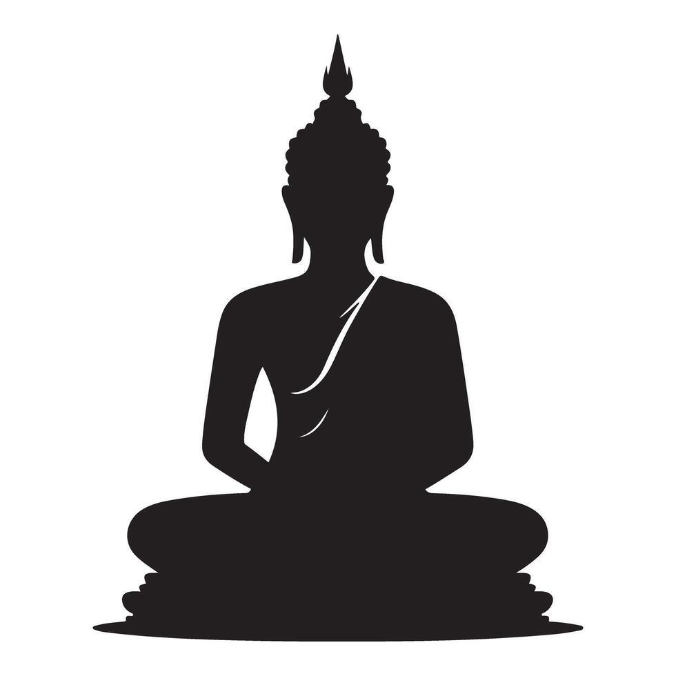 Buddha Silhouette Illustration Peaceful Meditation Spirituality Art vector