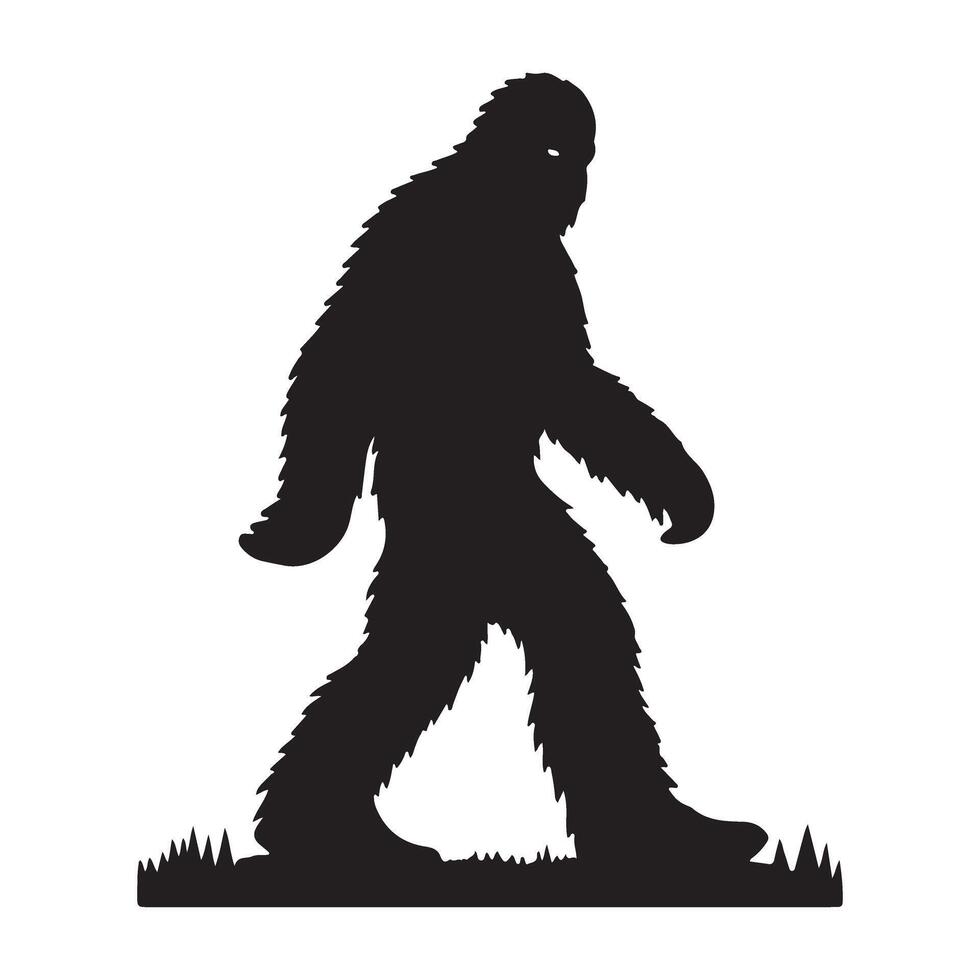 Bigfoot Silhouette Illustration Sasquatch Mystery Legend Walking Figure vector