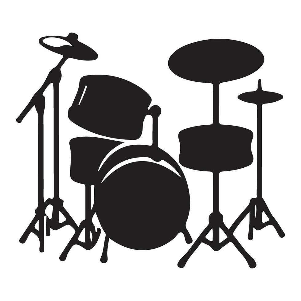 Silhouette Drum Set Musical Instrument Illustration Graphic Art vector