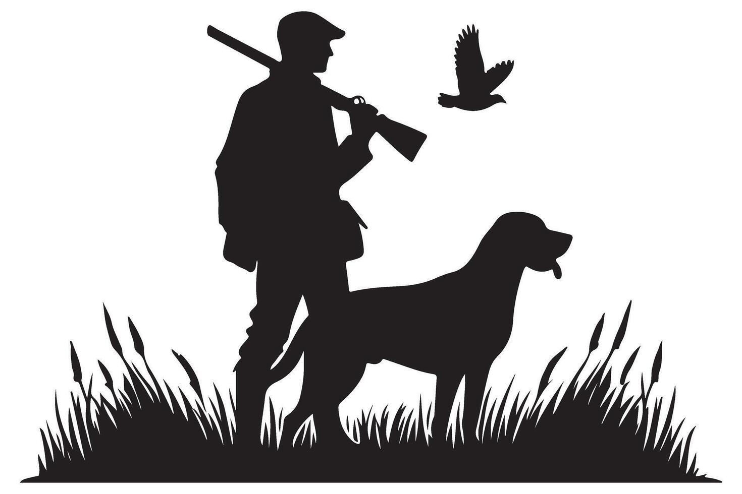 Hunting Dog Scene Illustration for Outdoor Adventures and Wildlife vector