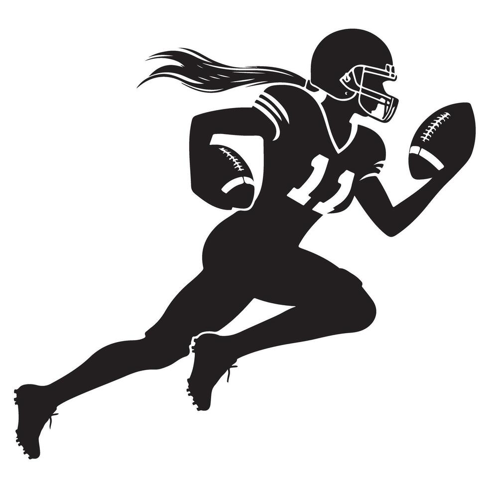Female Football Player Silhouette Illustration Running with the Ball vector