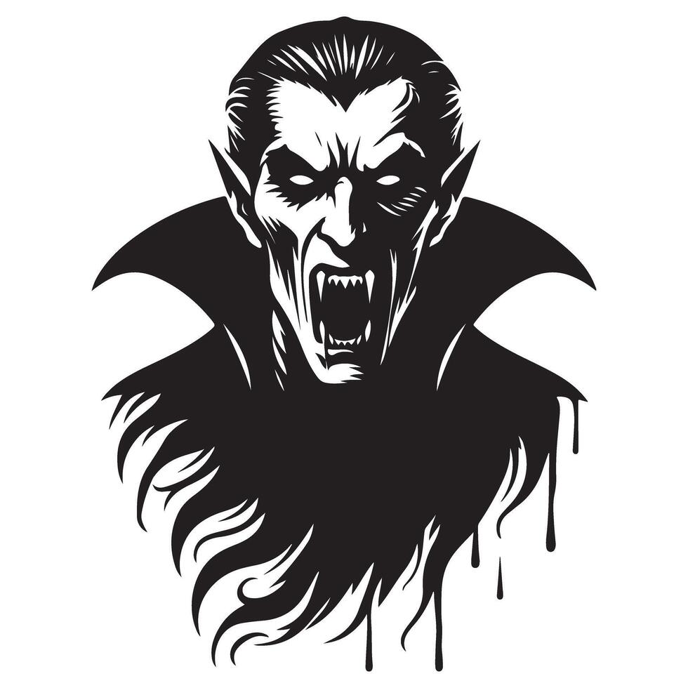 Terrifying Dracula Vampire Silhouette Illustration for Halloween Designs vector