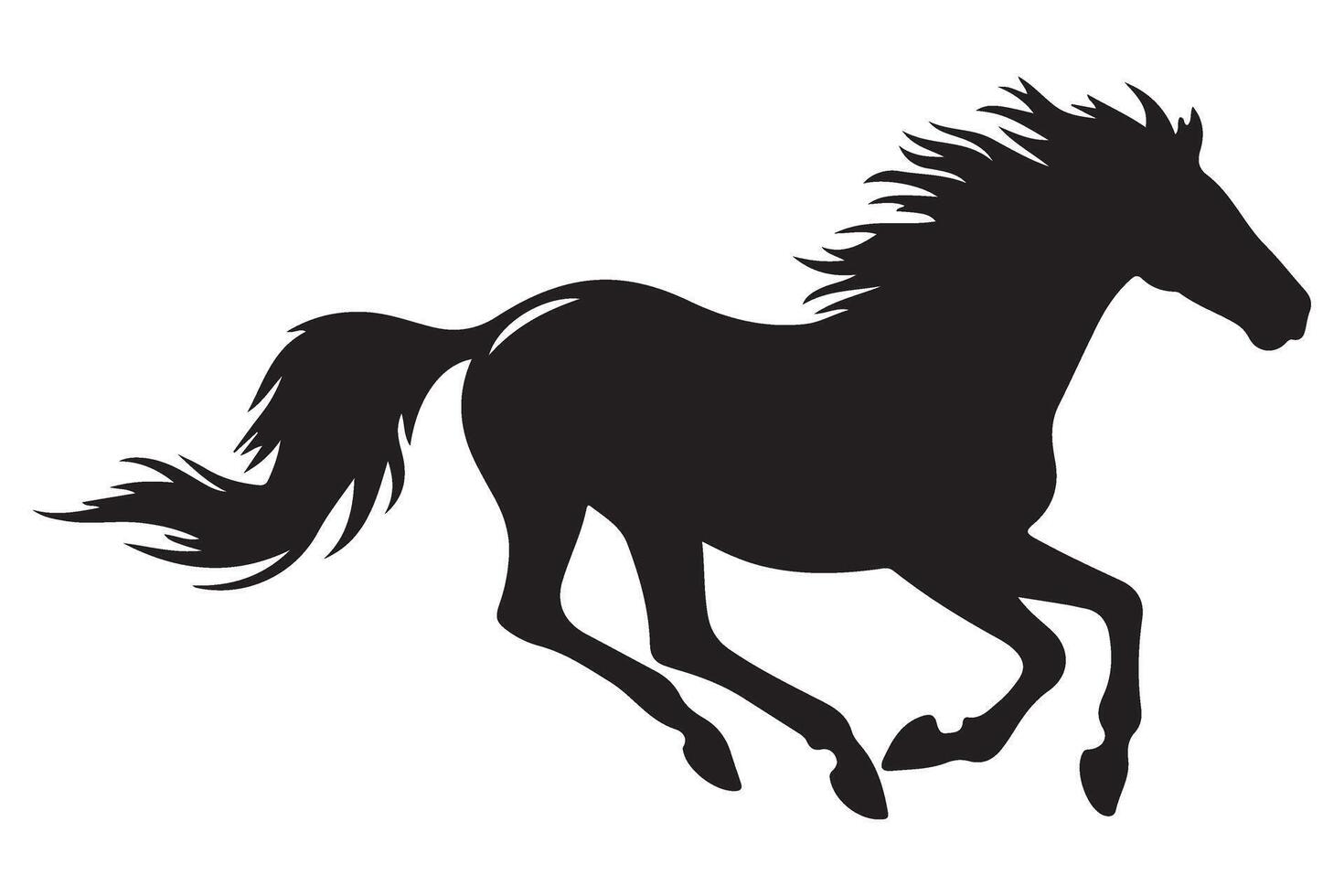 Galloping Horse Silhouette Illustration Design for Print vector