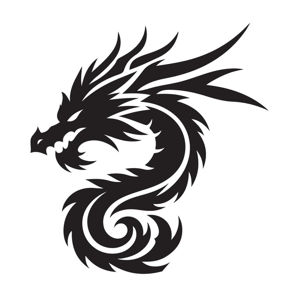 Powerful Dragon Silhouette Illustration Mythical Creature Design Element vector