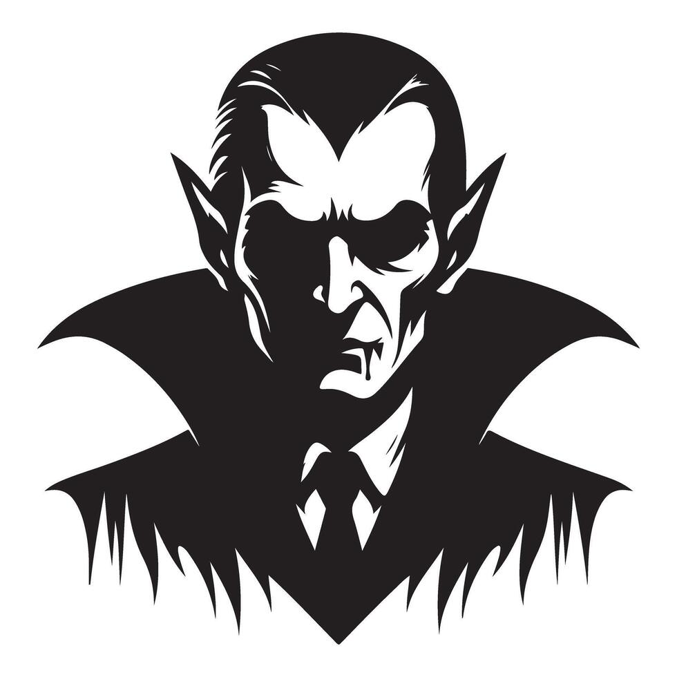 Creepy Dracula Vampire Face Silhouette Image for Halloween vector