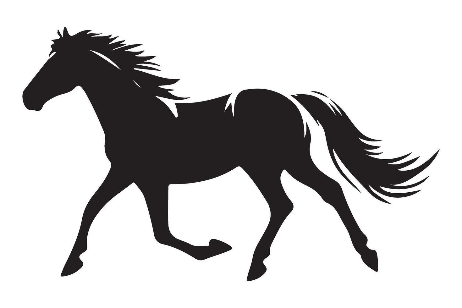 Majestic Running Horse Silhouette Illustration for Equestrian Enthusiasts and Designers vector