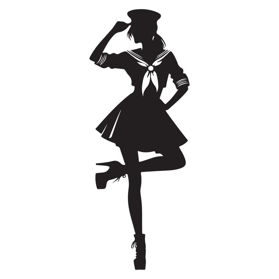 Sailor Girl Silhouette Striking Image for Nautical Themes vector