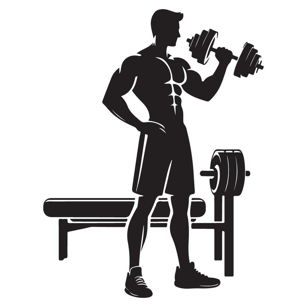 Weightlifting Silhouette Illustration for Fitness Enthusiasts and Gym Promotion vector