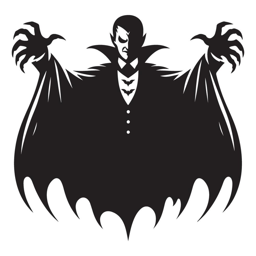 Spooky Vampire Silhouette with Cape Menacing Illustration Art vector