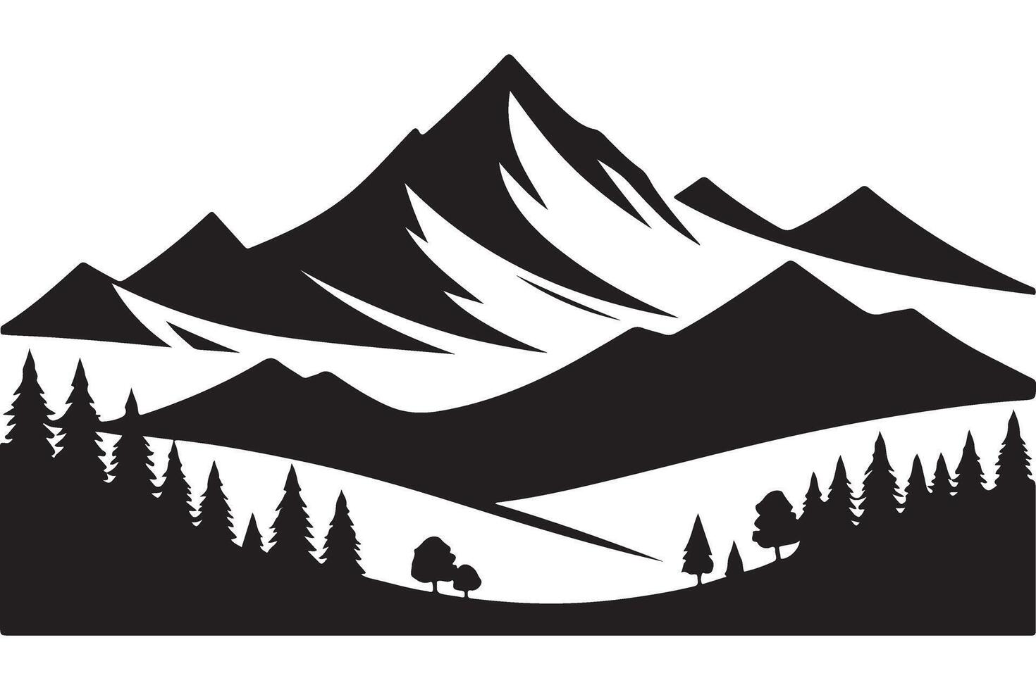 Majestic Mountain Range Silhouette Illustration for Outdoor Themes vector